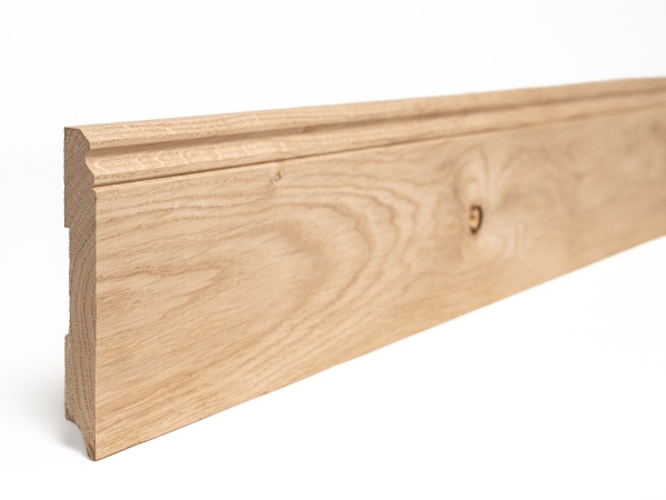 Plinthes Chêne Rustique 20x150 non traitée 1,5-2,5m Profil Hamburger, nœuds NON rebouchés